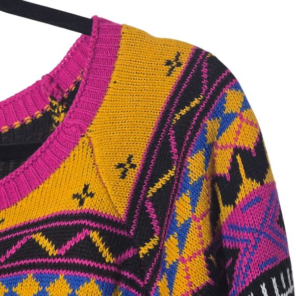 Attitudes By Renee Global Illusions Fair Isle Sweater Crewneck Women's Large - Picture 5 of 8